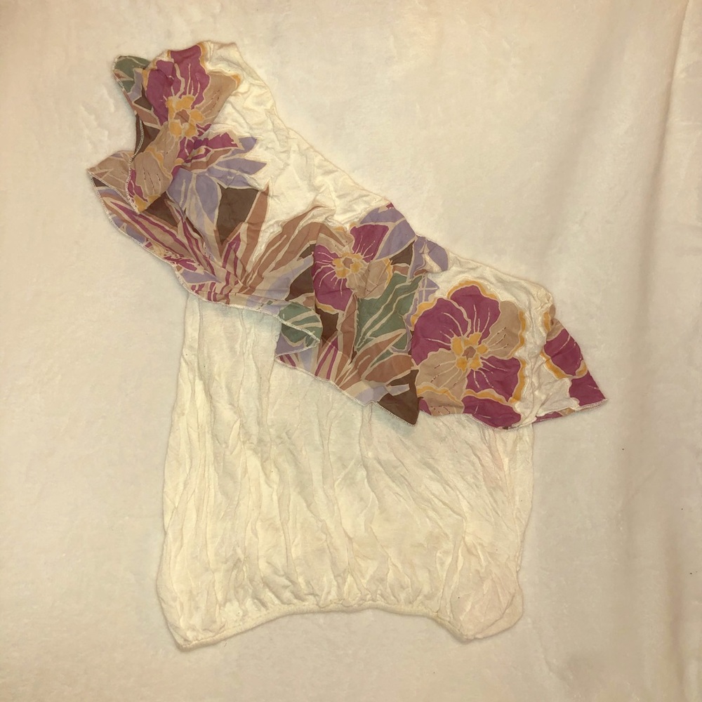 Vintage Free People One Shoulder Floral Tank Top